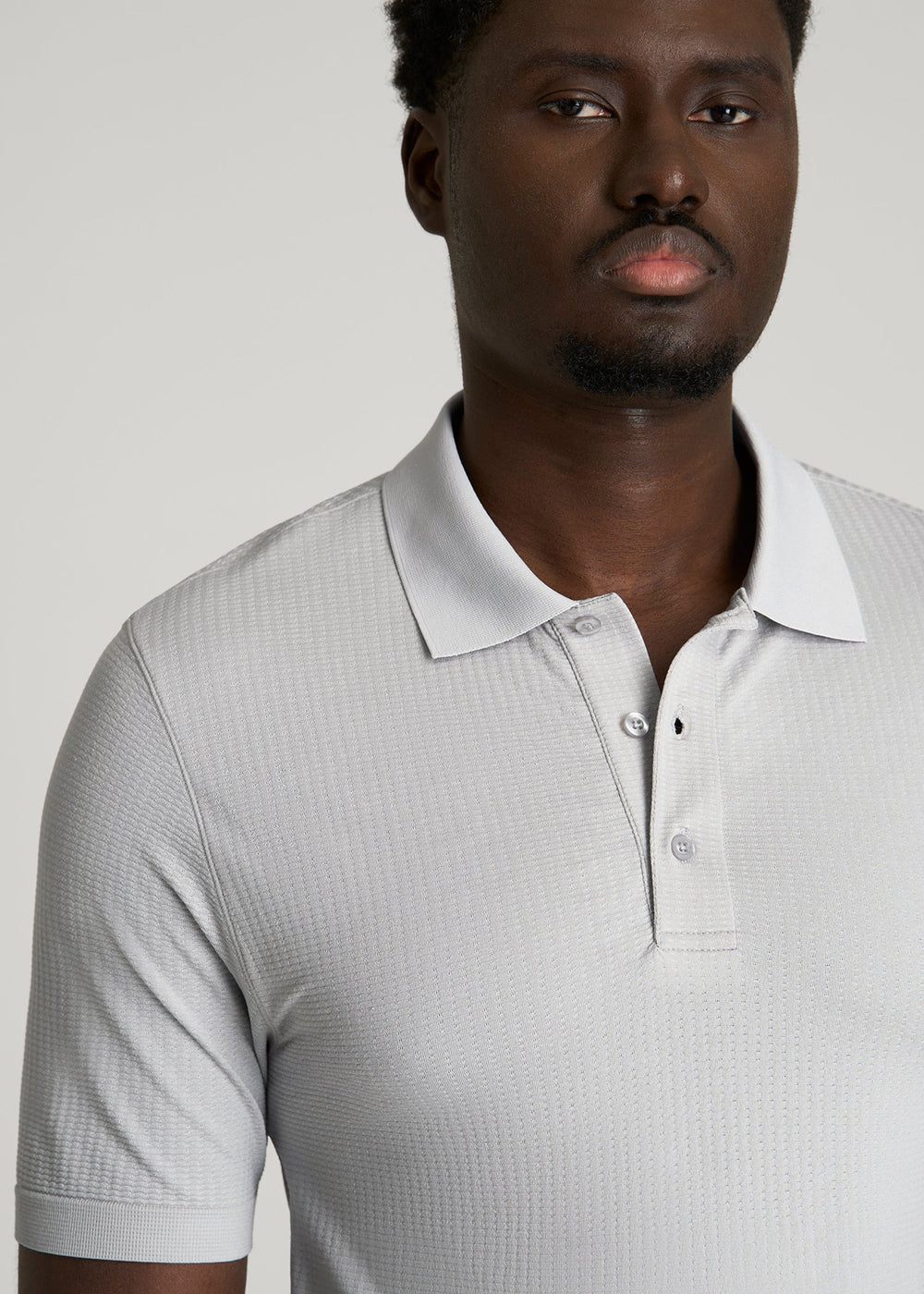 American Tall Outlet | Performance Vented Golf Polo for Tall Men in Silver Drop