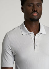 American Tall Outlet | Performance Vented Golf Polo for Tall Men in Silver Drop