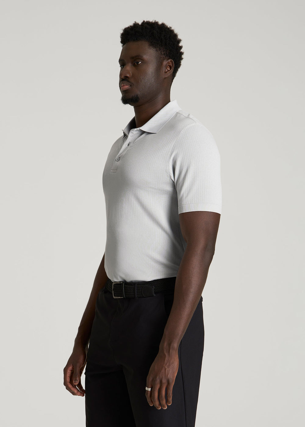 American Tall Outlet | Performance Vented Golf Polo for Tall Men in Silver Drop
