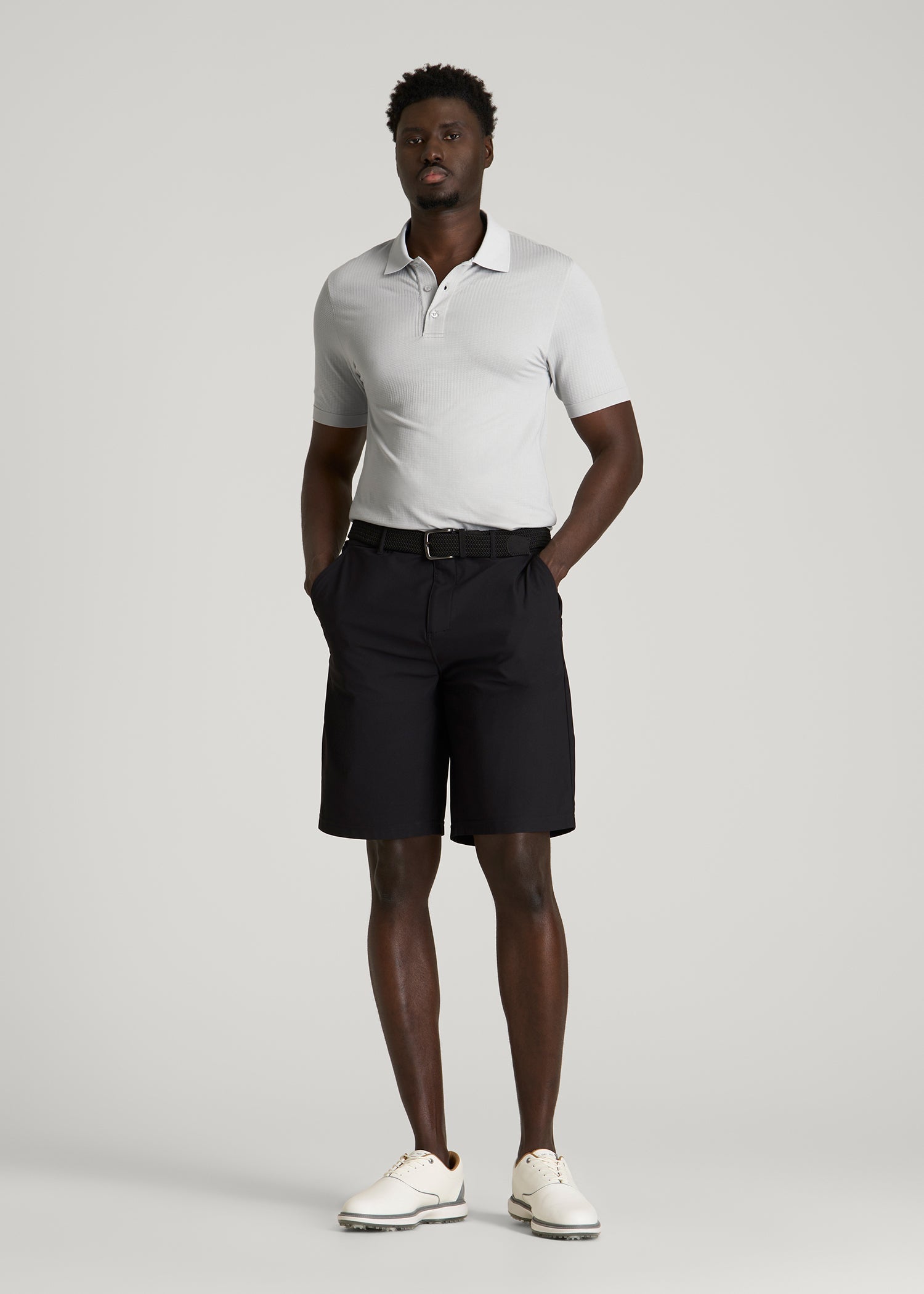 American Tall Outlet | Performance Vented Golf Polo for Tall Men in Silver Drop