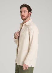 American Tall Discount | Seersucker Overshirt for Tall Men in White Sand