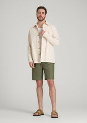 American Tall Discount | Seersucker Overshirt for Tall Men in White Sand
