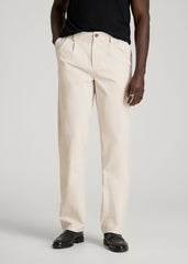 American Tall Online | Stretch Commuter Pleated Chinos for Tall Men in White Sand