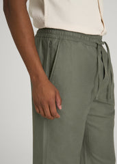 American Tall Sale | Stretch Cotton Linen Blend Pull-On Pants for Tall Men in Olive