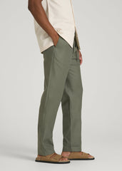American Tall Sale | Stretch Cotton Linen Blend Pull-On Pants for Tall Men in Olive