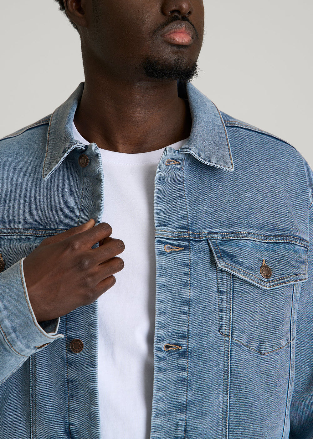 American Tall Online Shop | Classic Denim Jacket for Tall Men in Perfect Blue