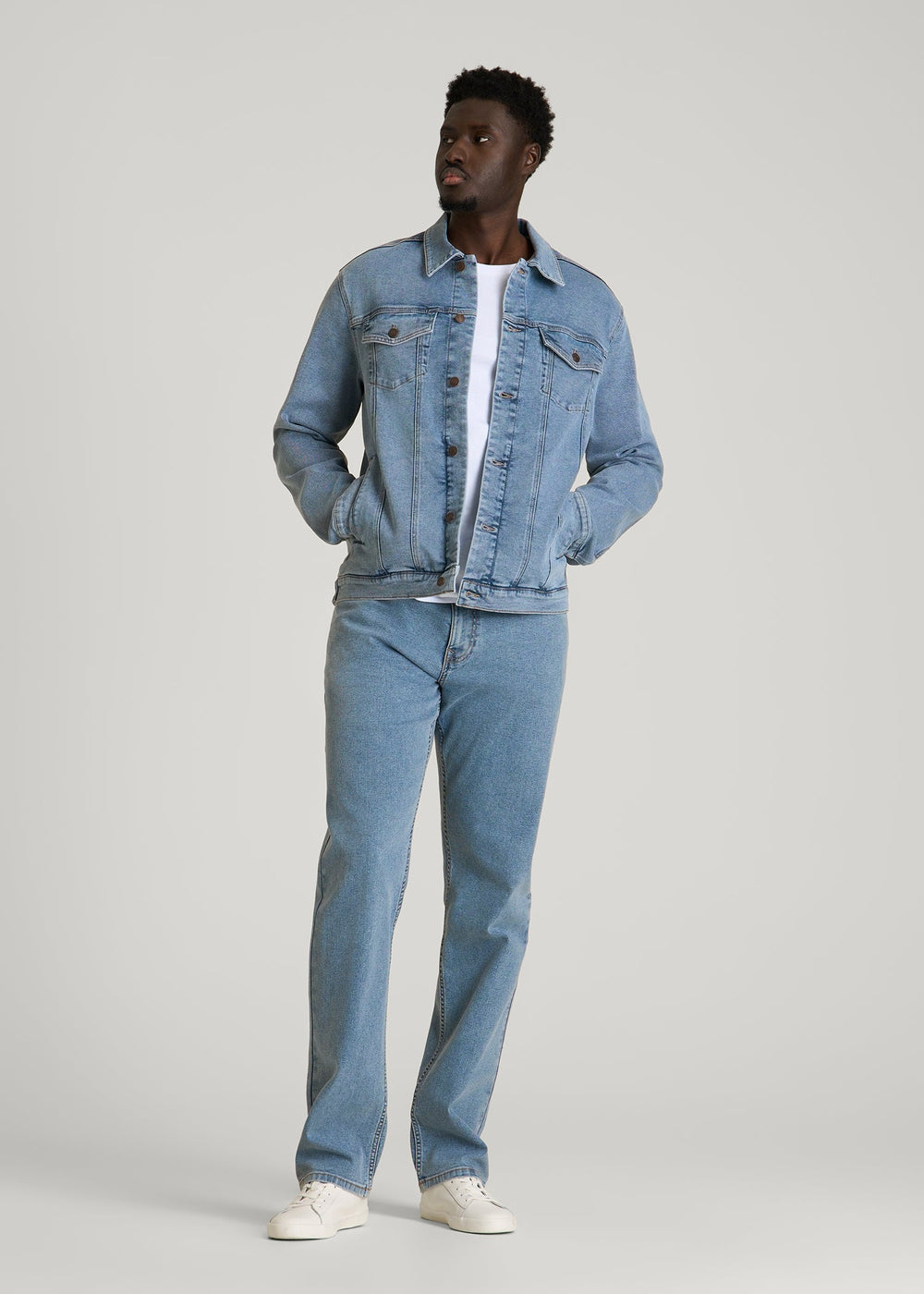 American Tall Online Shop | Classic Denim Jacket for Tall Men in Perfect Blue
