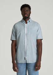 American Tall Discount | Short Sleeve Shirt for Tall Men in Ice Blue Abstract Stripe