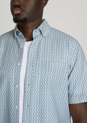 American Tall Discount | Short Sleeve Shirt for Tall Men in Ice Blue Abstract Stripe