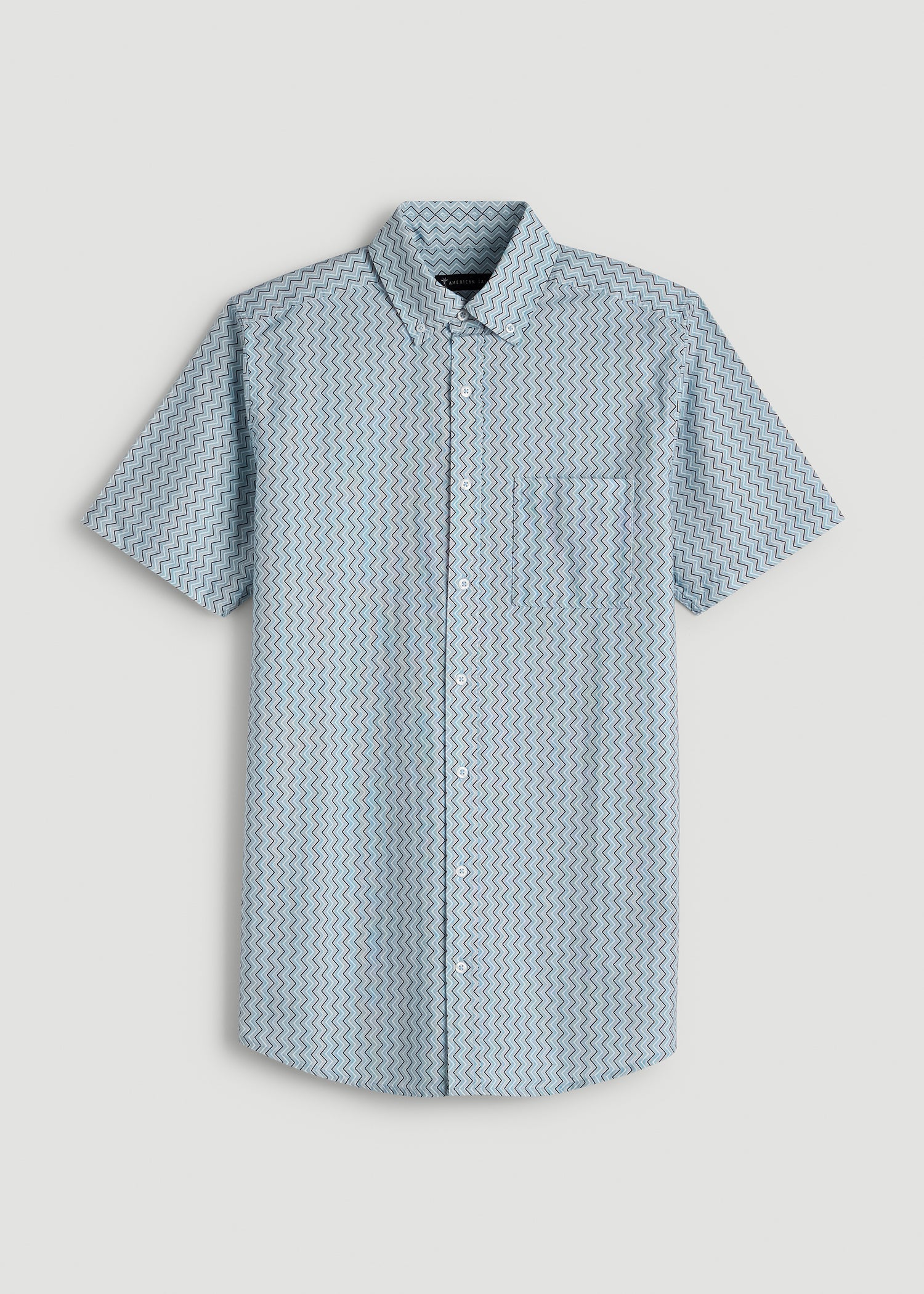 American Tall Discount | Short Sleeve Shirt for Tall Men in Ice Blue Abstract Stripe