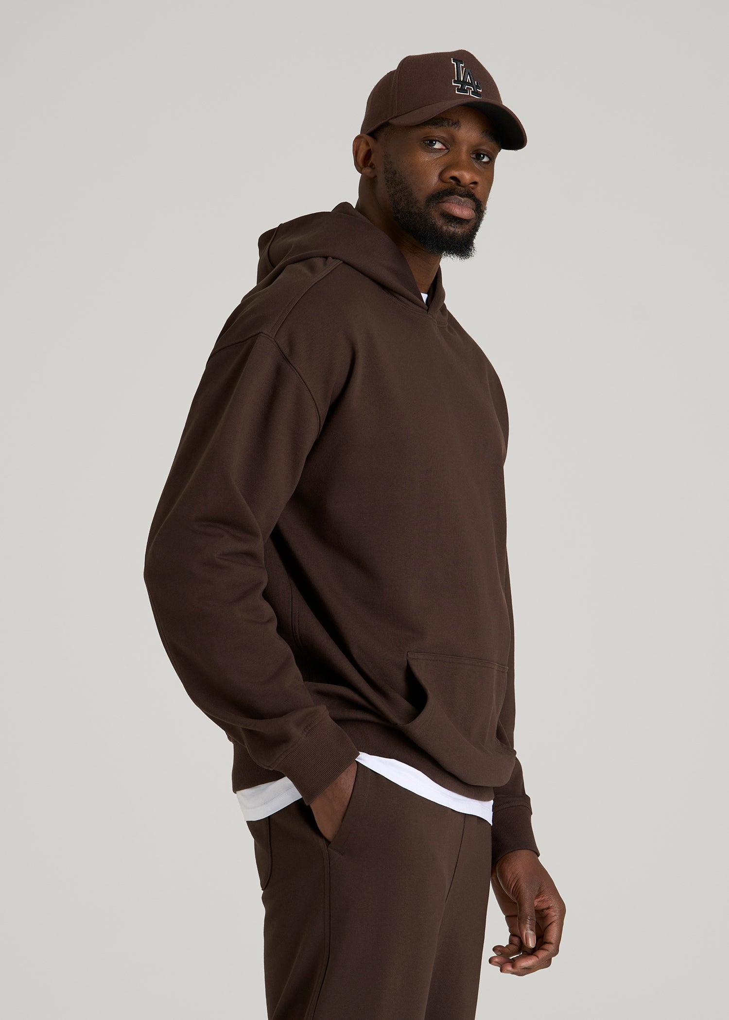 American Tall Online Shop | Everyday French Terry Popover Hoodie for Tall Men in Espresso