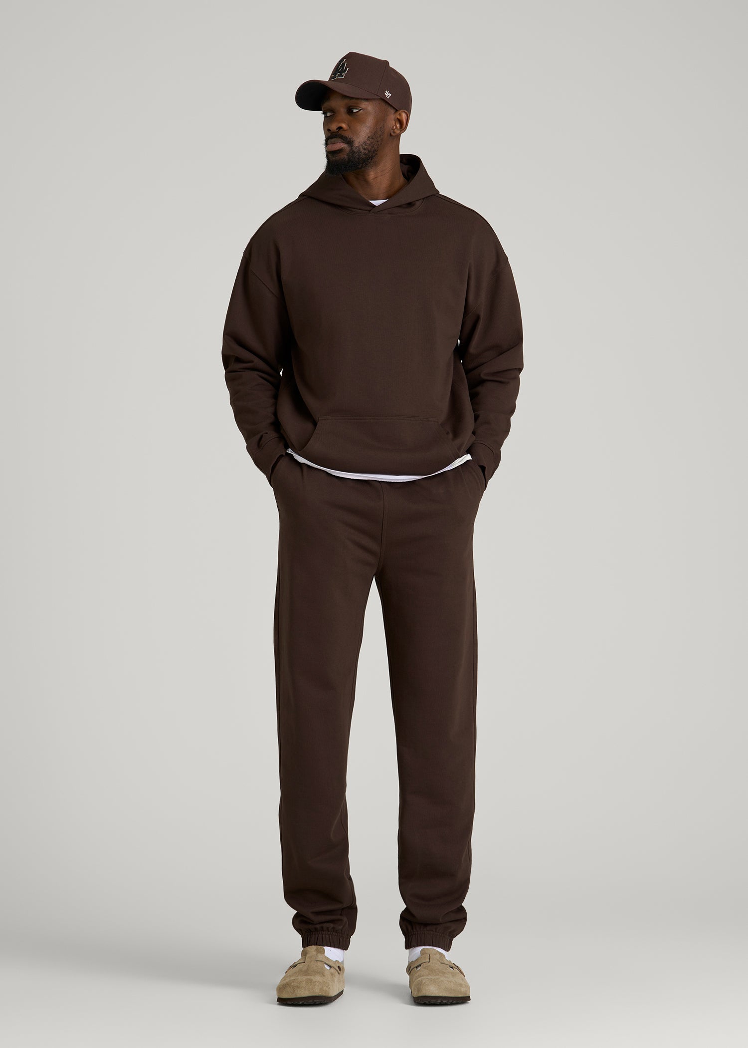 American Tall Online Shop | Everyday French Terry Popover Hoodie for Tall Men in Espresso