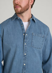 American Tall For Sale | Classic Stretch Denim Shirt for Tall Men in Perfect Blue