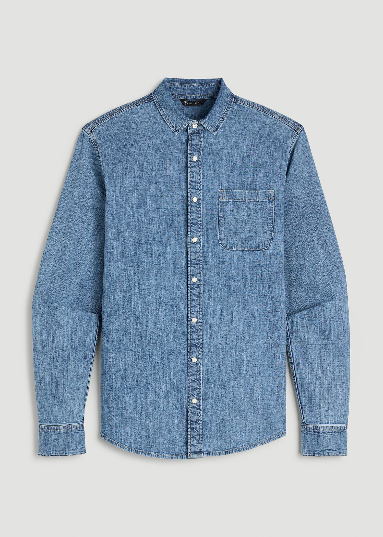 American Tall For Sale | Classic Stretch Denim Shirt for Tall Men in Perfect Blue