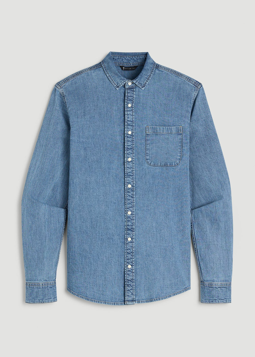 American Tall For Sale | Classic Stretch Denim Shirt for Tall Men in Perfect Blue