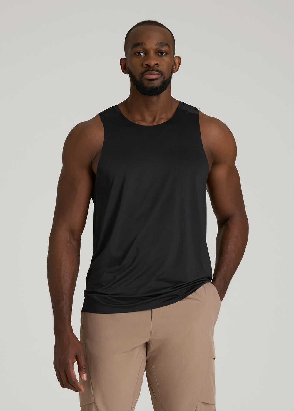 American Tall Online Shop | Perforated Training Singlet for Tall Men in Black