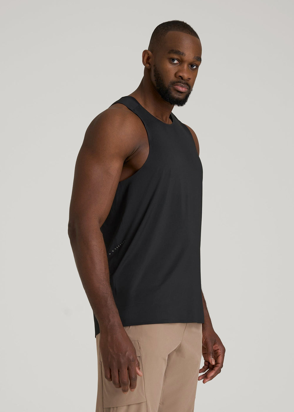 American Tall Online Shop | Perforated Training Singlet for Tall Men in Black