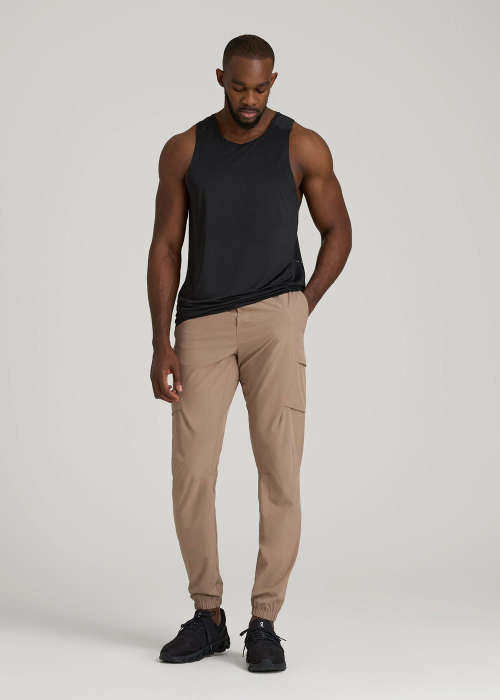 American Tall Online Shop | Perforated Training Singlet for Tall Men in Black