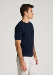 American Tall Discount | Terry Cotton Pocket Tee for Tall Men in Patriot Blue