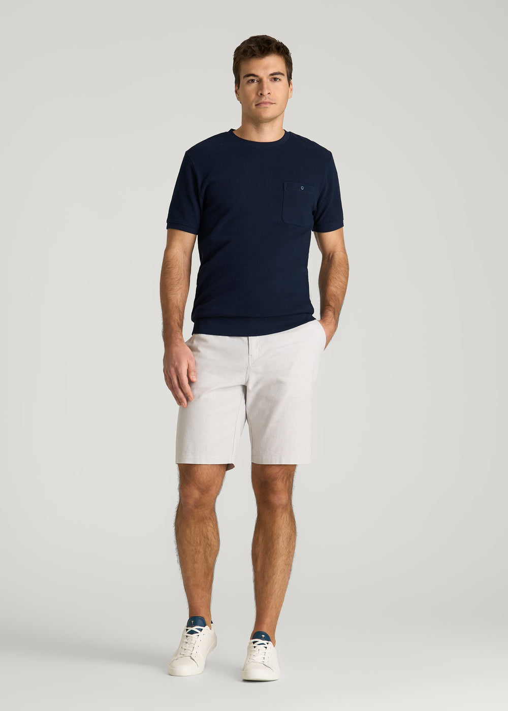 American Tall Discount | Terry Cotton Pocket Tee for Tall Men in Patriot Blue