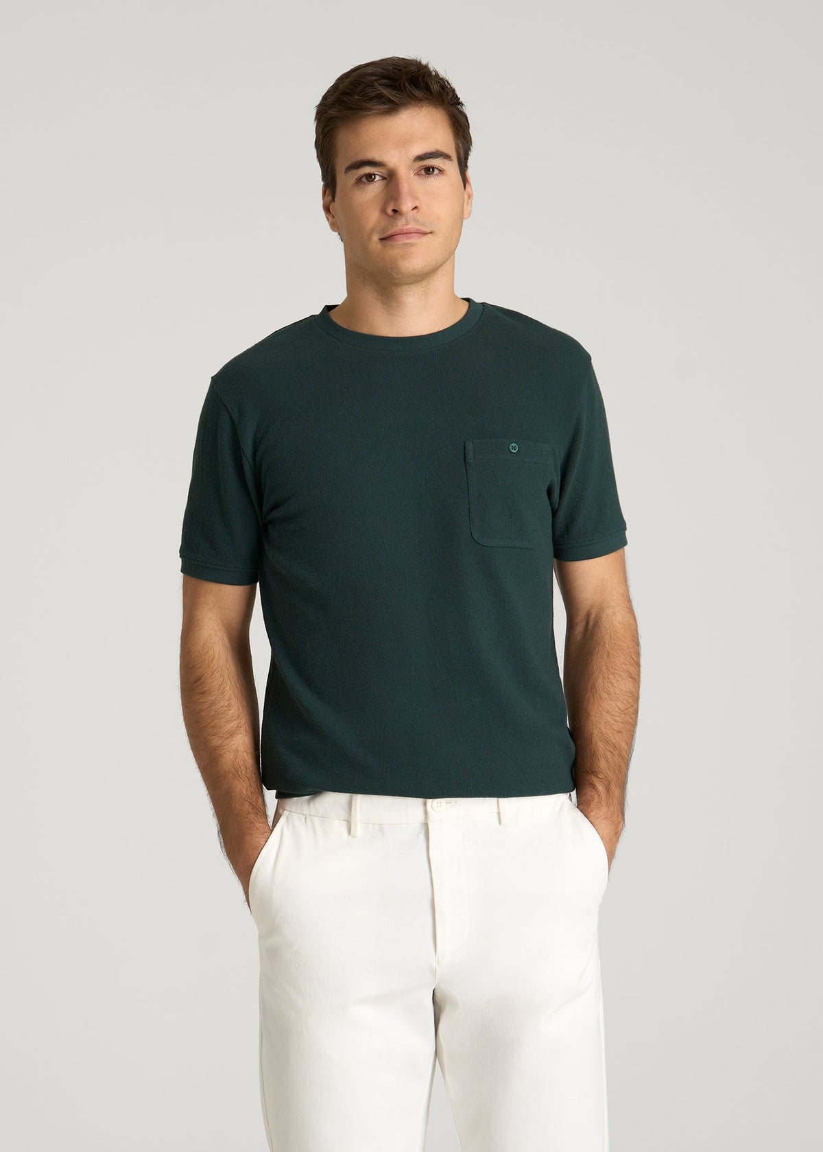 American Tall Online | Terry Cotton Pocket Tee for Tall Men in Emerald