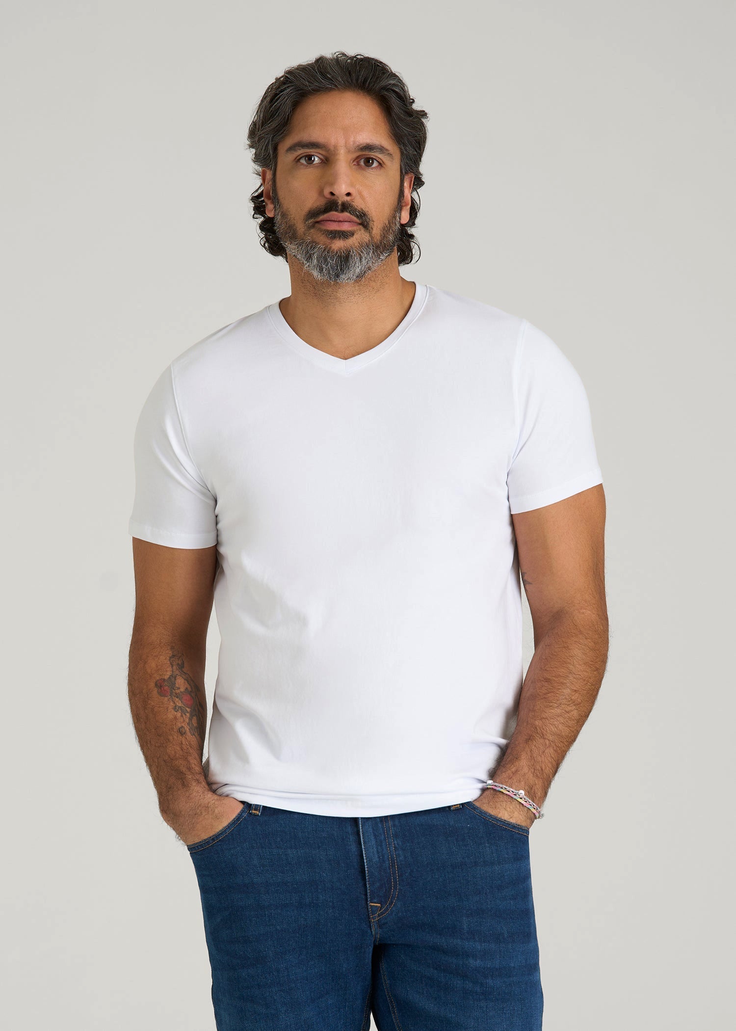 American Tall For Sale | The Essential Modern Fit V-Neck Tee for Tall Men in White