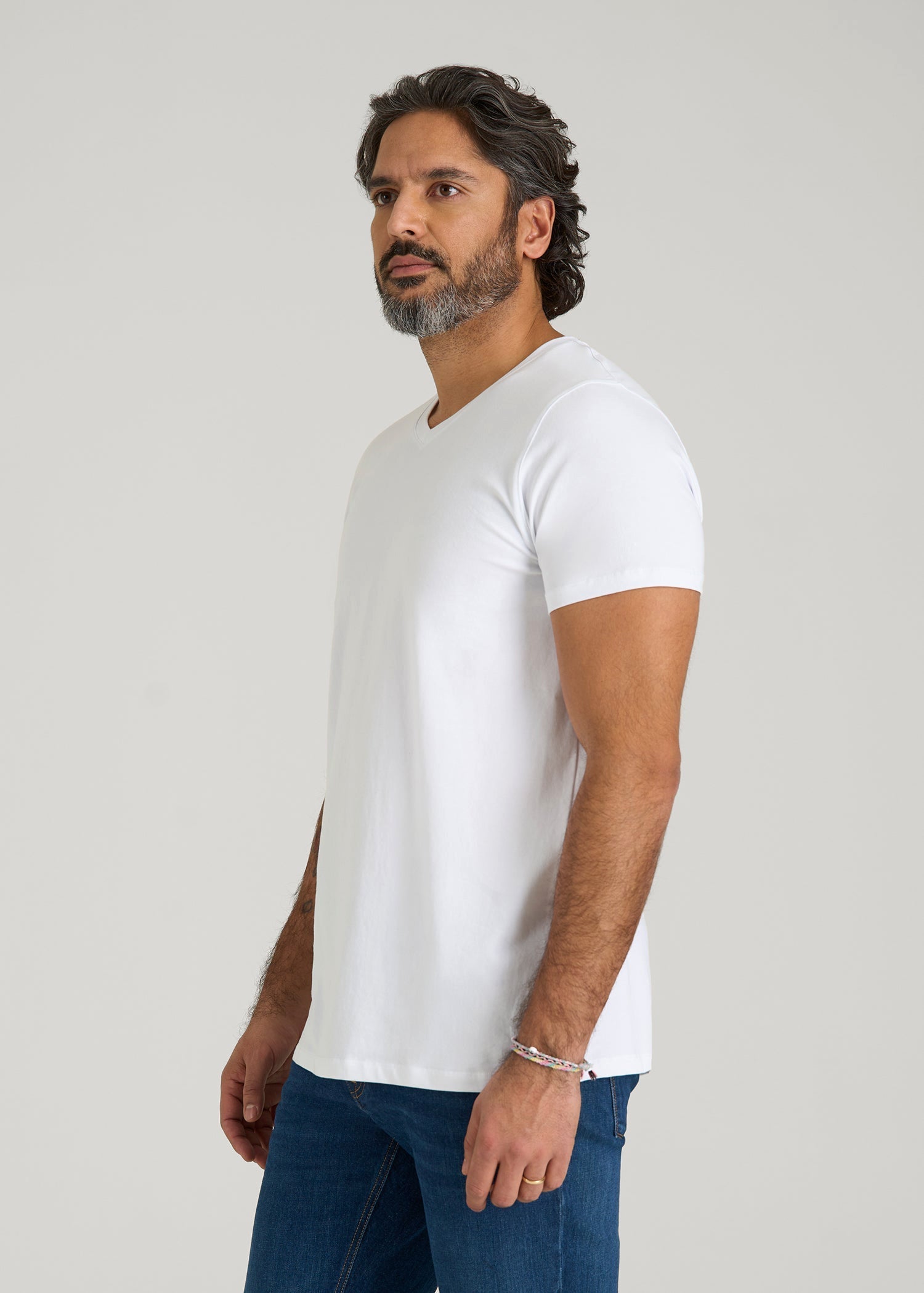 American Tall For Sale | The Essential Modern Fit V-Neck Tee for Tall Men in White