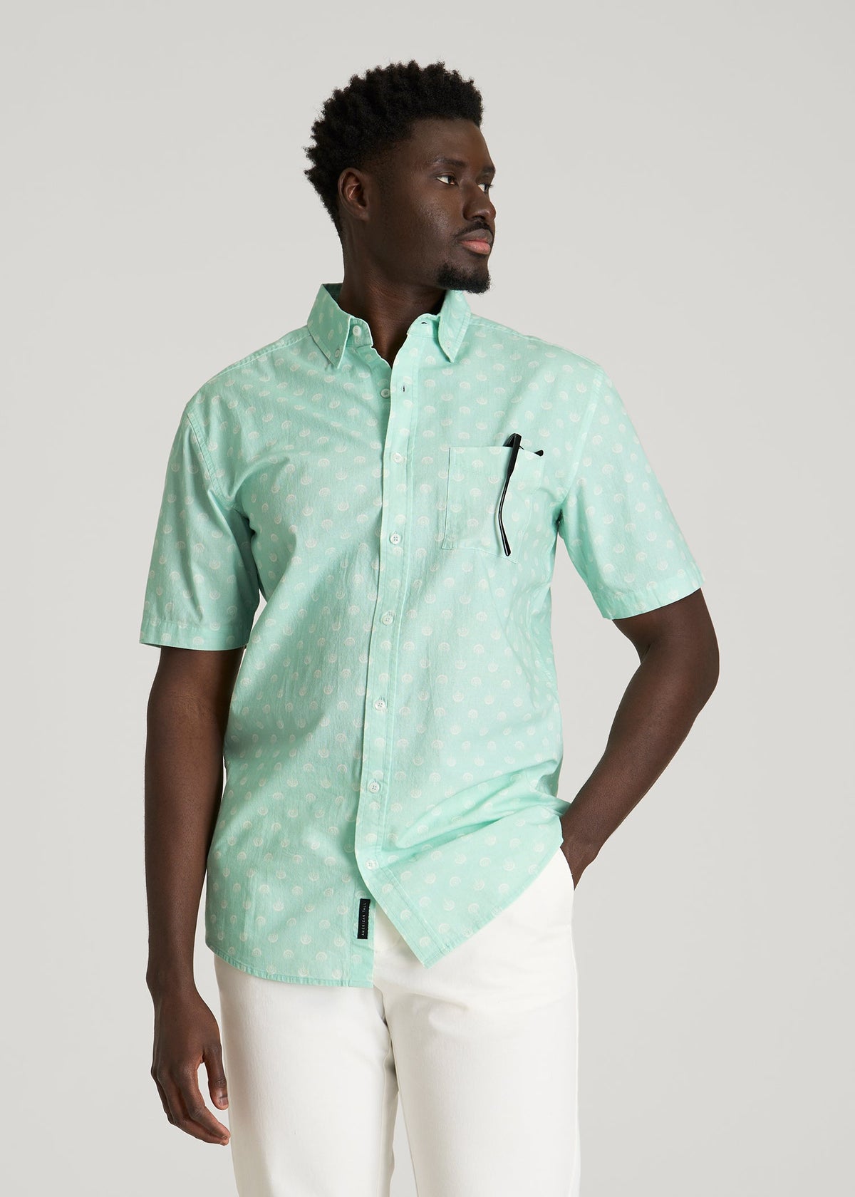 American Tall Online | Short Sleeve Shirt for Tall Men in Opal Blue Dandelion