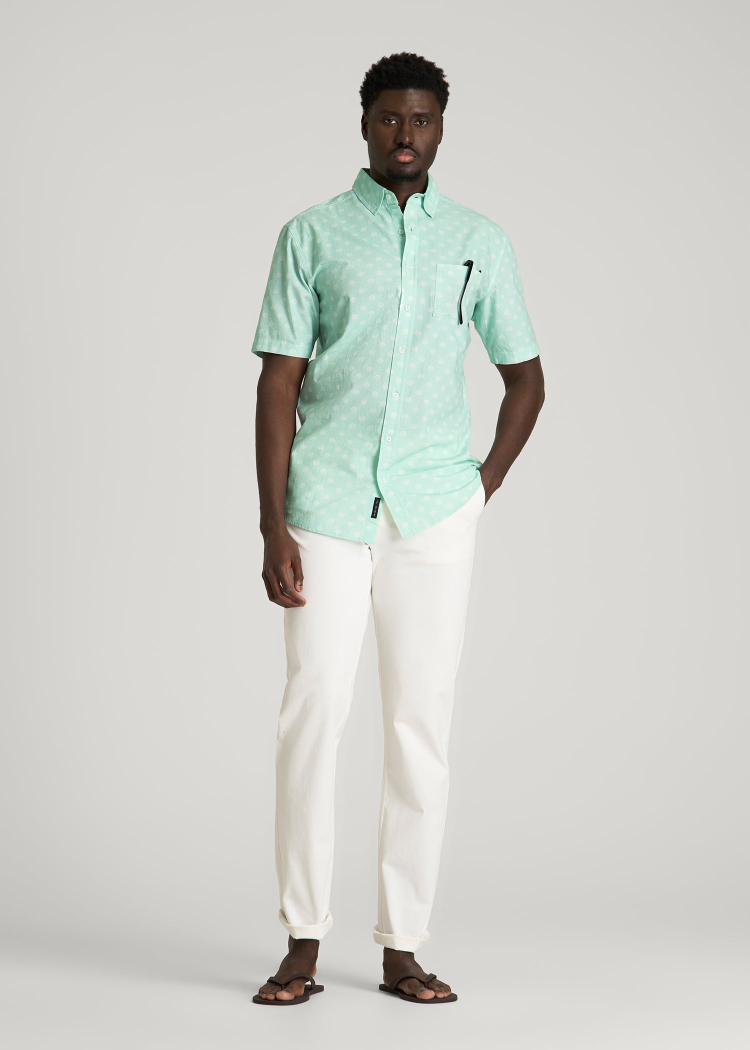 American Tall Online | Short Sleeve Shirt for Tall Men in Opal Blue Dandelion