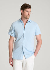 American Tall Outlet | Pique Knit Stretch Short Sleeve Shirt for Tall Men in Ice Blue