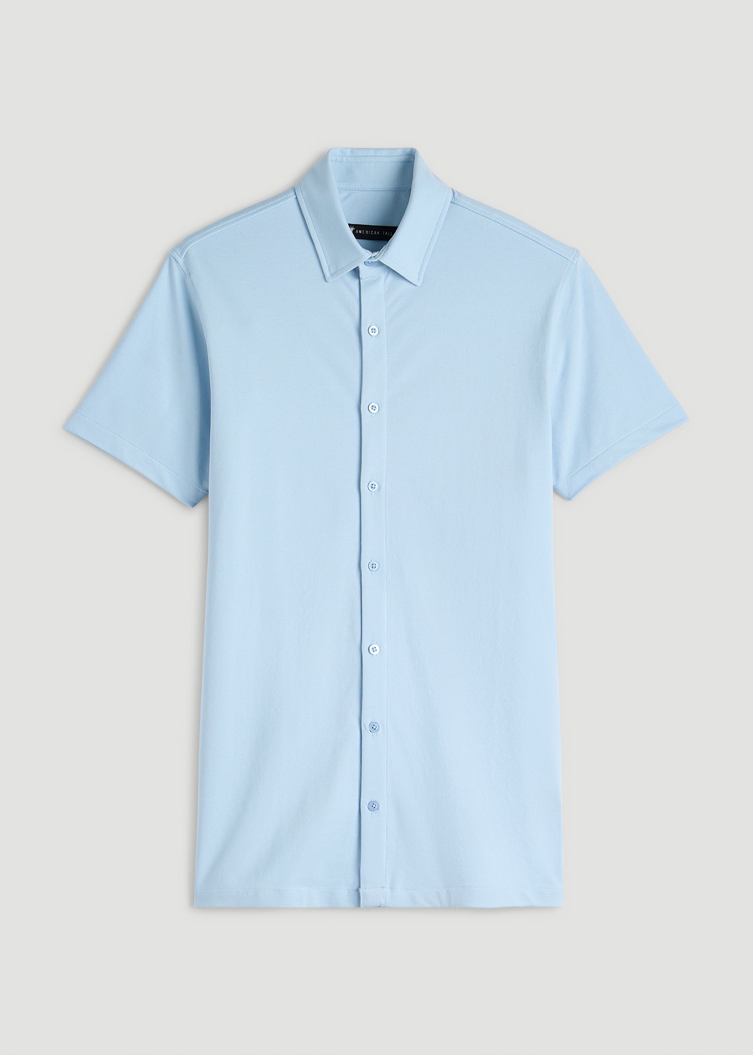 American Tall Outlet | Pique Knit Stretch Short Sleeve Shirt for Tall Men in Ice Blue