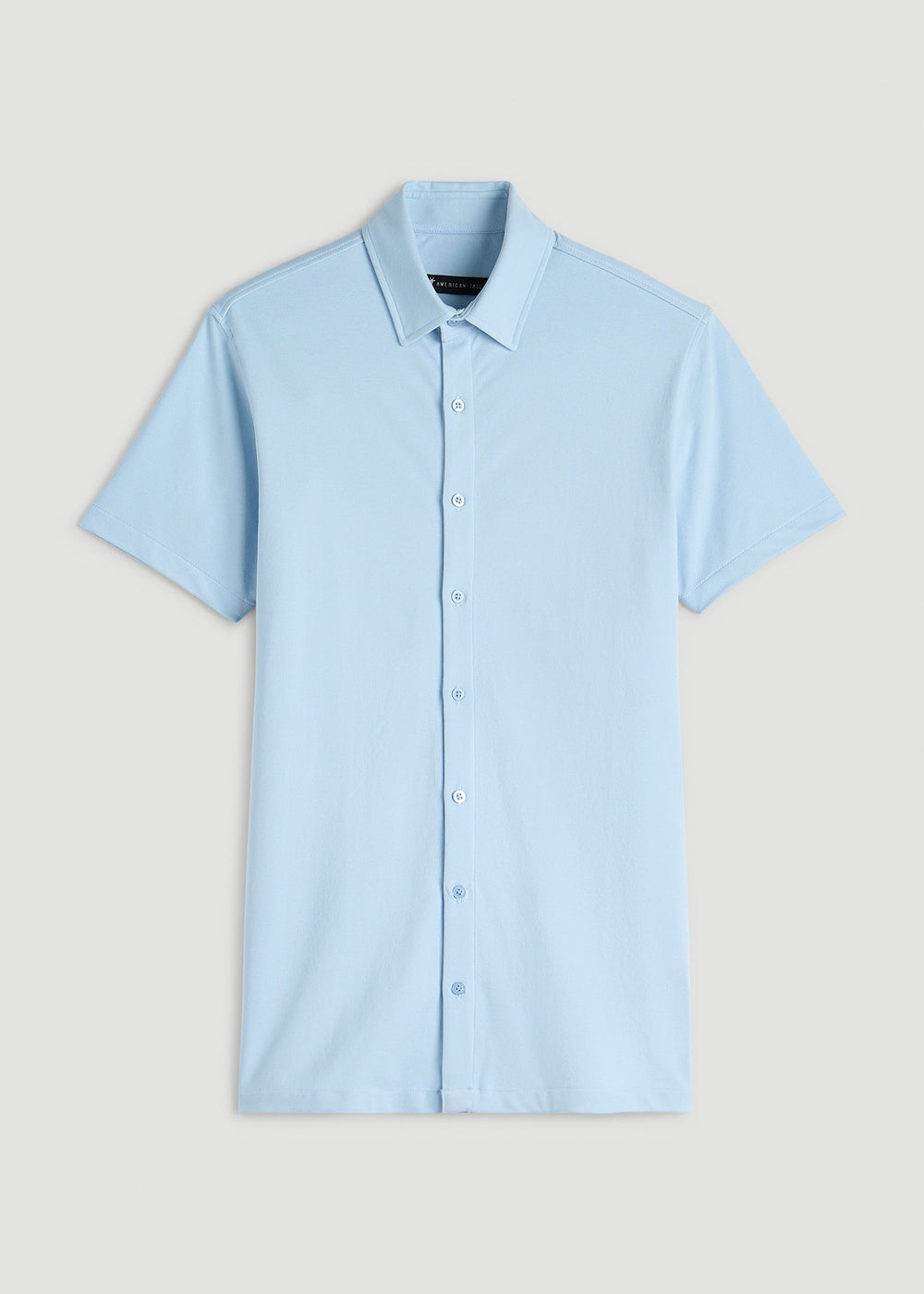American Tall Outlet | Pique Knit Stretch Short Sleeve Shirt for Tall Men in Ice Blue
