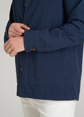 American Tall For Sale | Seersucker Overshirt for Tall Men in Navy Blue