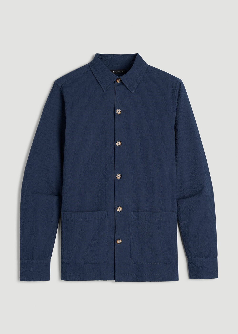 American Tall For Sale | Seersucker Overshirt for Tall Men in Navy Blue
