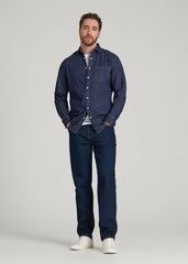 American Tall Online Shop | Classic Stretch Denim Shirt for Tall Men in Deep Indigo