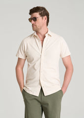 American Tall Discount | Pique Knit Stretch Short Sleeve Shirt for Tall Men in White Sand