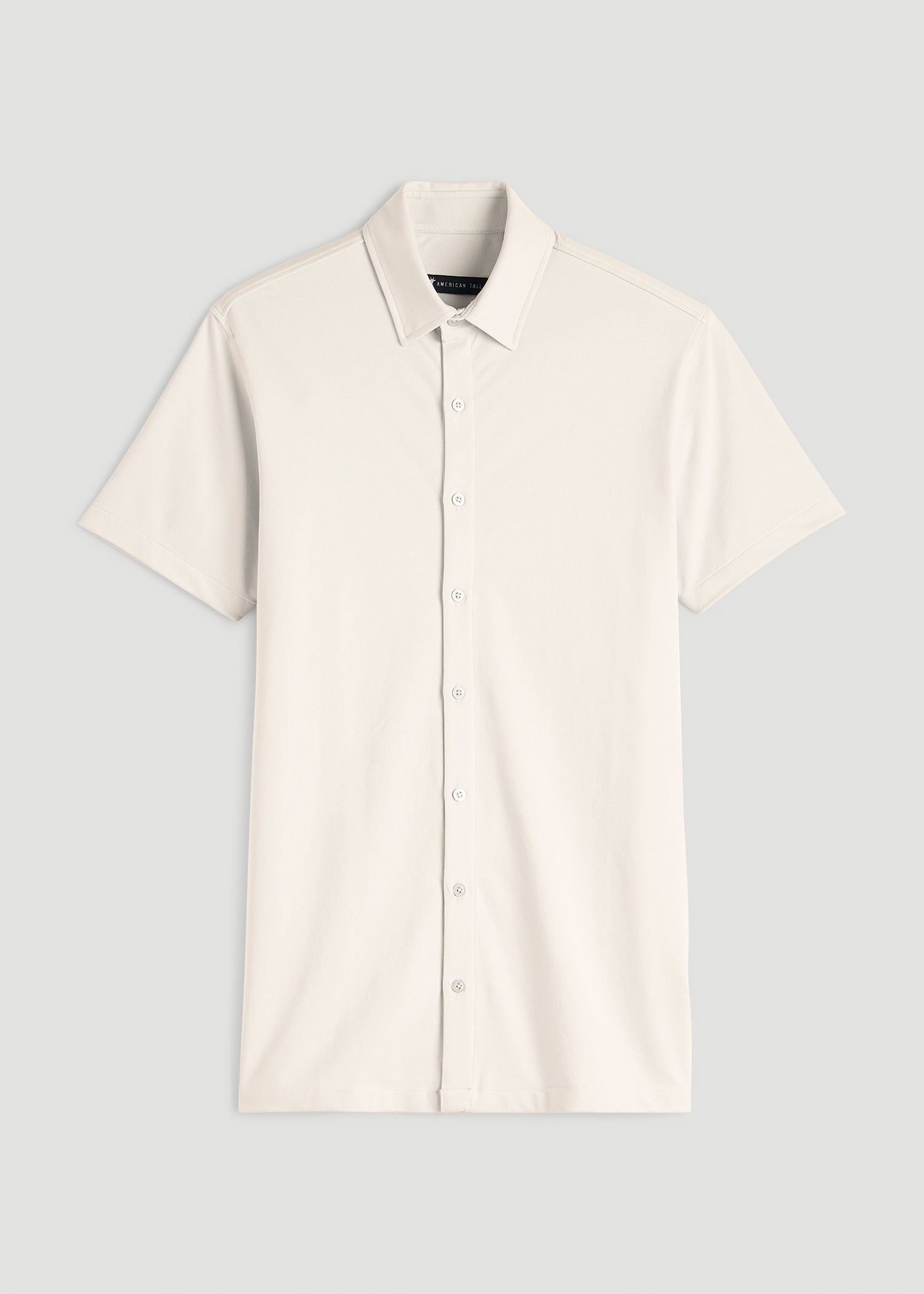 American Tall Discount | Pique Knit Stretch Short Sleeve Shirt for Tall Men in White Sand