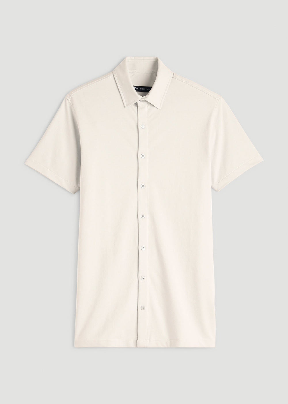 American Tall Discount | Pique Knit Stretch Short Sleeve Shirt for Tall Men in White Sand