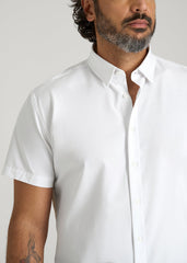 American Tall Online | Short Sleeve Traveler Stretch Button Shirt for Tall Men in Bright White