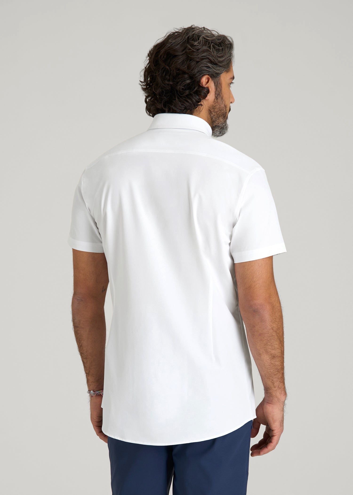 American Tall Online | Short Sleeve Traveler Stretch Button Shirt for Tall Men in Bright White
