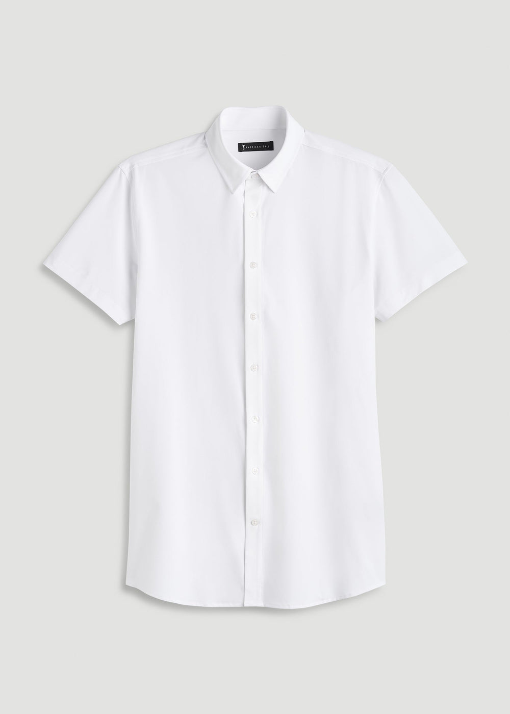 American Tall Online | Short Sleeve Traveler Stretch Button Shirt for Tall Men in Bright White