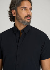 American Tall Sale | Short Sleeve Traveler Stretch Button Shirt for Tall Men in Black