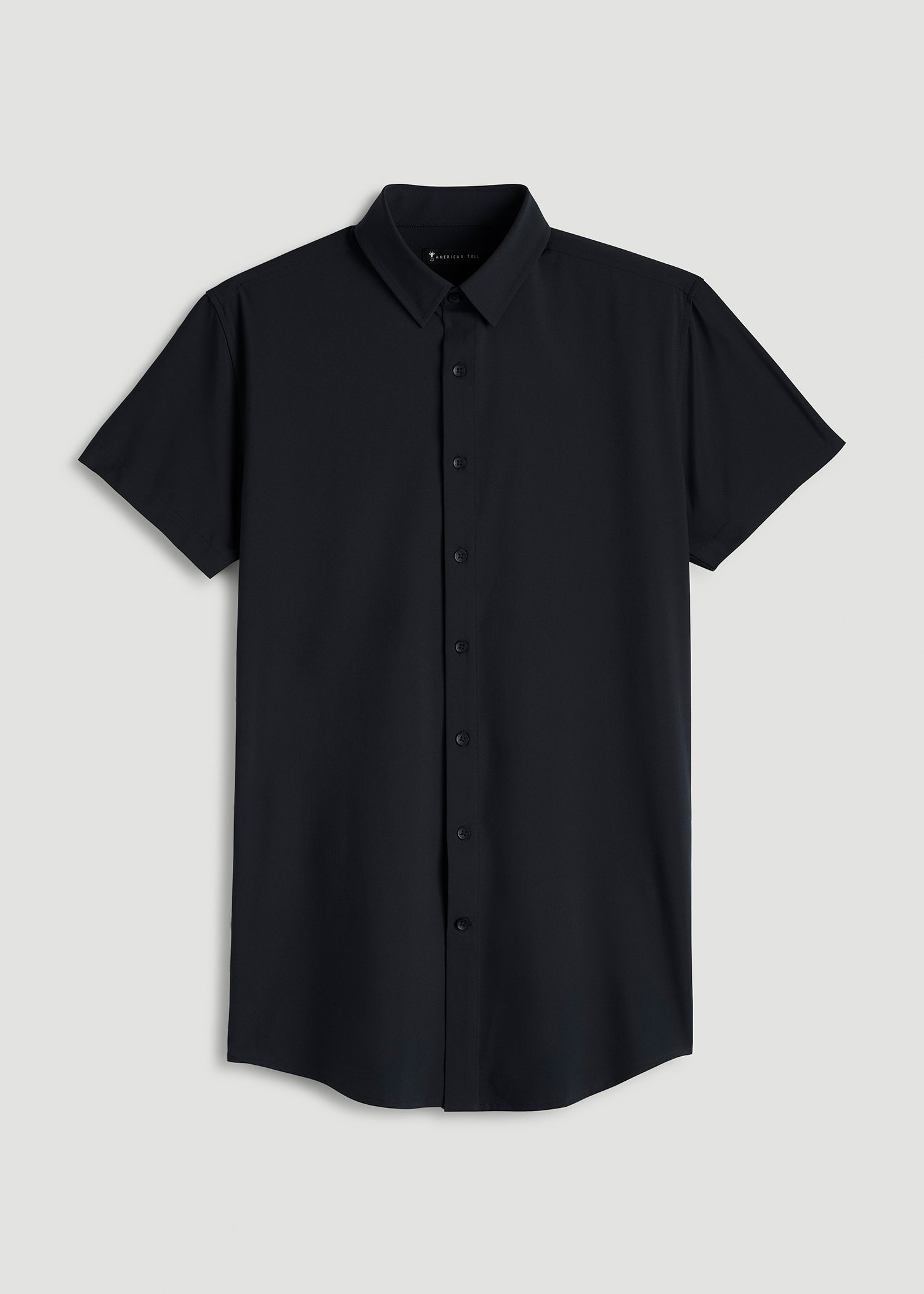 American Tall Sale | Short Sleeve Traveler Stretch Button Shirt for Tall Men in Black