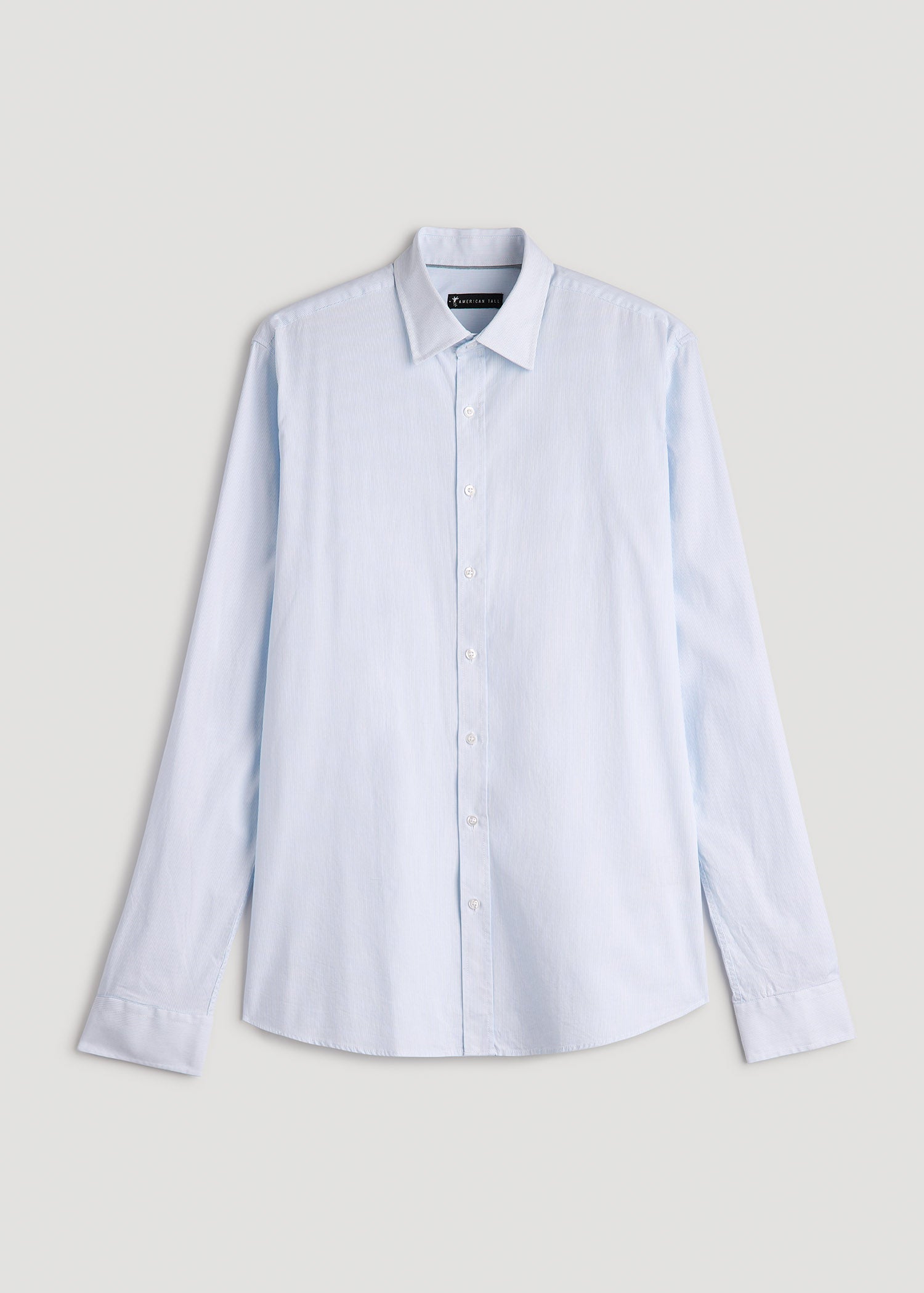 American Tall Outlet | Oskar Easy Care Dress Shirt for Tall Men in Blue Mini Stripe
