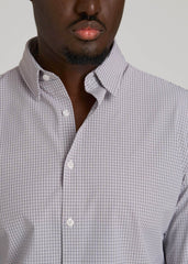American Tall Discount | Traveler Stretch Dress Shirt in Grey Mini Plaid