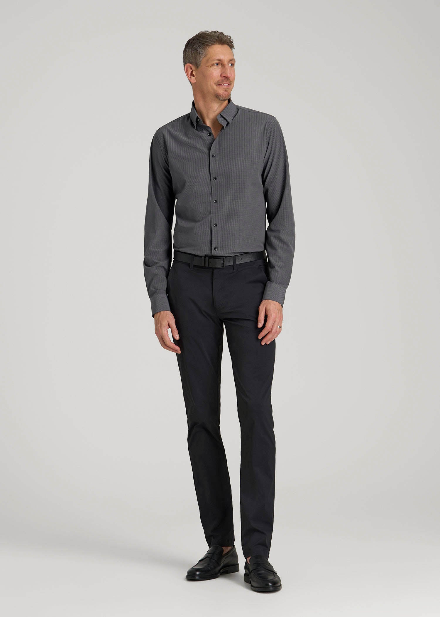 American Tall Online | Traveler Stretch Dress Shirt in Charcoal Micro Check