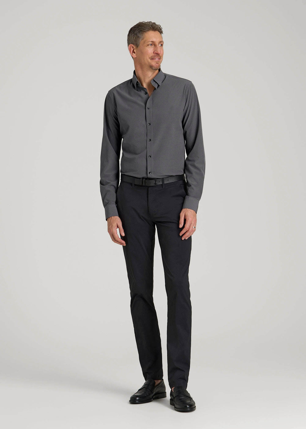 American Tall Online | Traveler Stretch Dress Shirt in Charcoal Micro Check