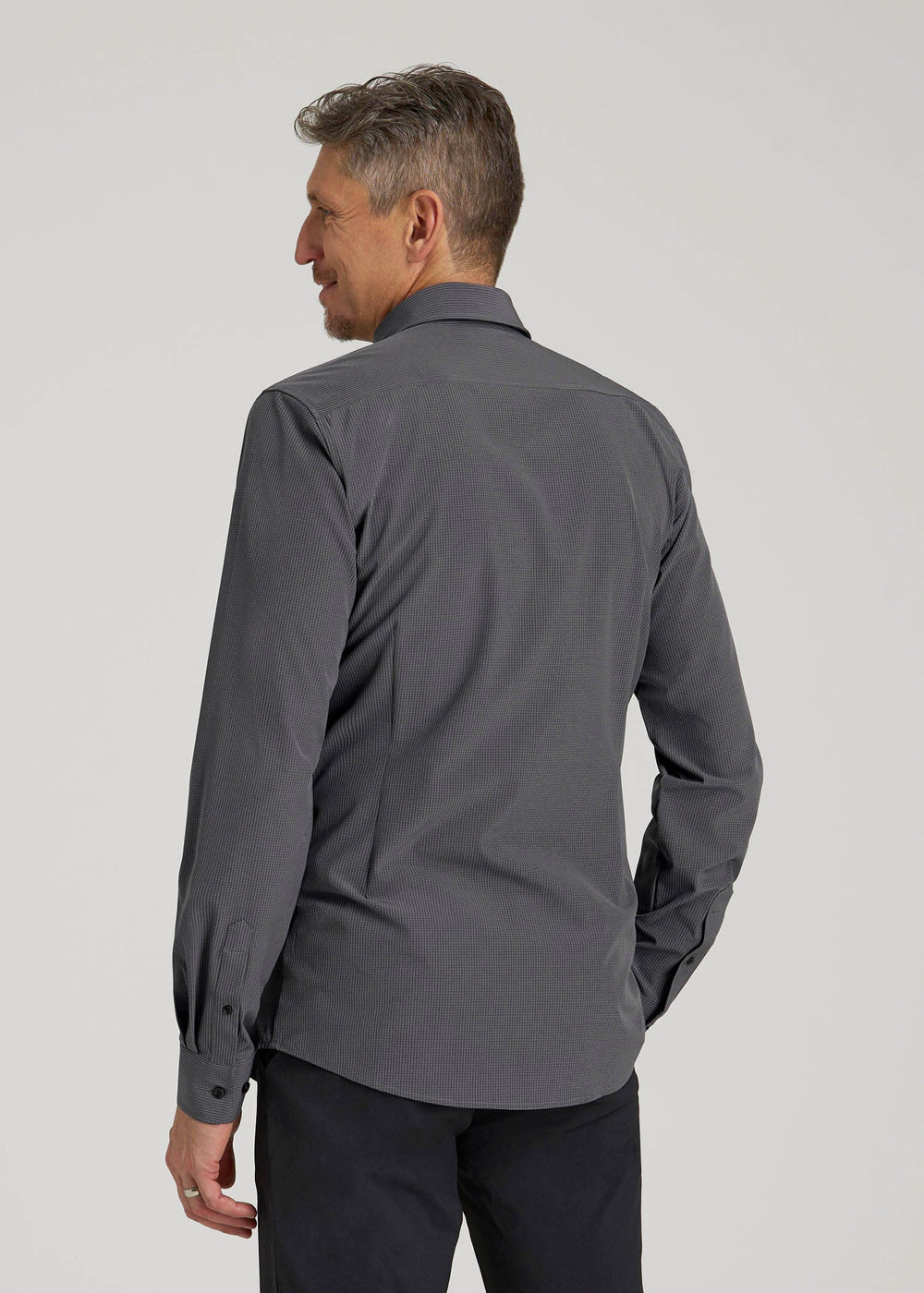 American Tall Online | Traveler Stretch Dress Shirt in Charcoal Micro Check