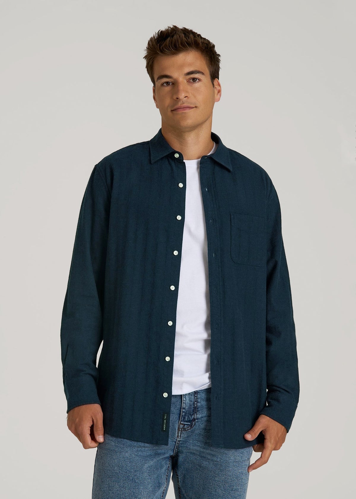 American Tall Sale | Nelson Flannel Shirt for Tall Men in Blue Chevron