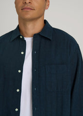 American Tall Sale | Nelson Flannel Shirt for Tall Men in Blue Chevron